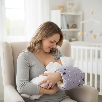 Coussin d'allaitement bébé prend lait maternel
